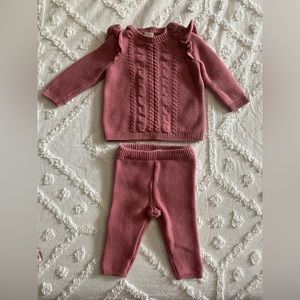 ORGANIC LITTLE PLANET | Deep Blush Coloured Knit Sweater & Pant Set